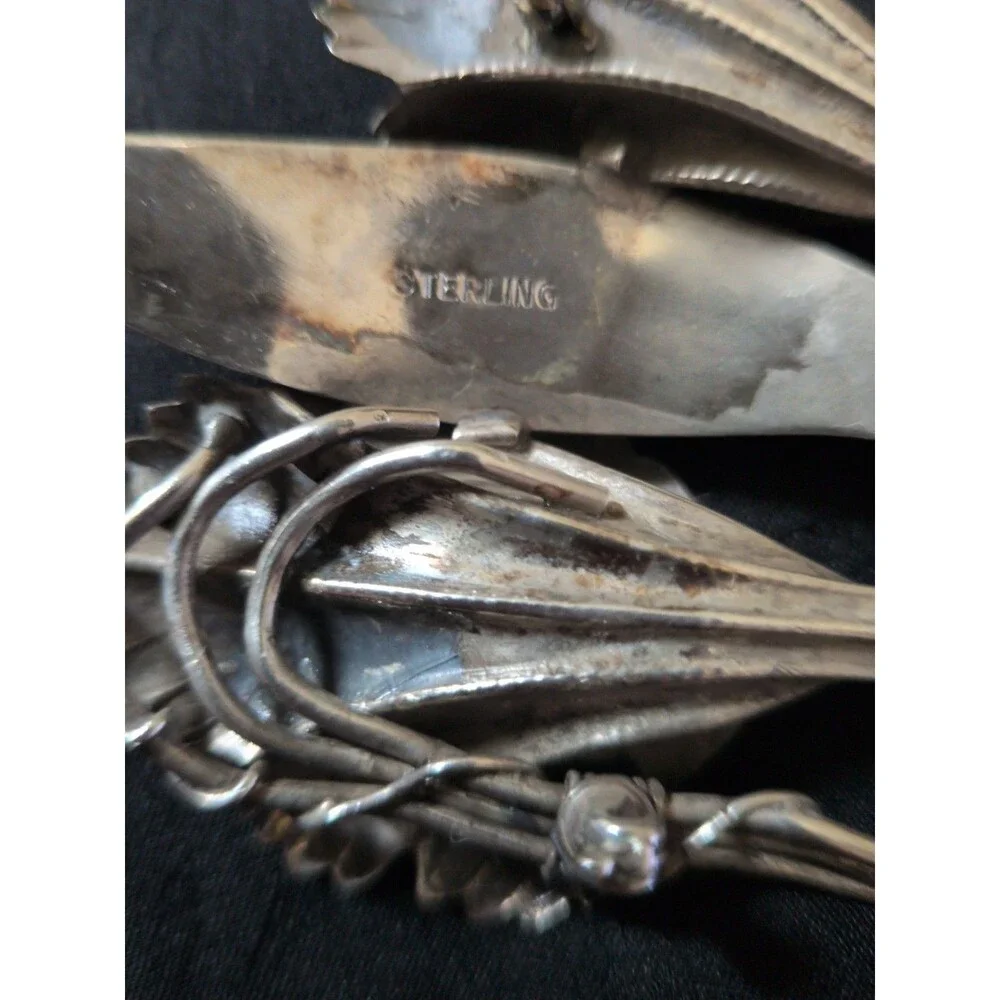 LARGE VINTAGE 925 STERLING SILVER CALLA LILY FLOWER BROOCH PIN 23 GRAMS